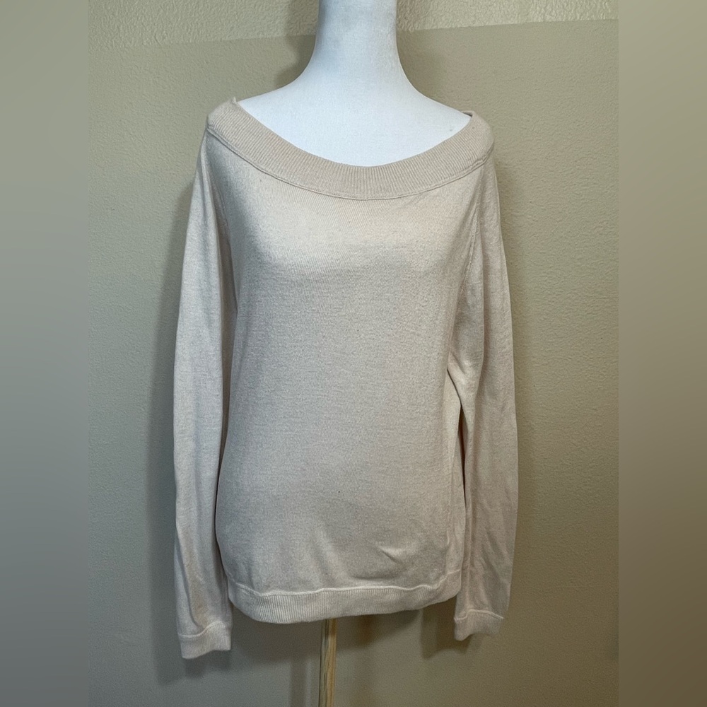 Boston Proper Off-the-Shoulder Cream Sweater Small